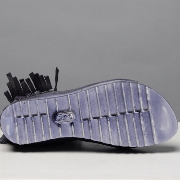 Rare BED STU Sandals MADISON Zip Fringe Gray Blue Purple Leather Size 7.5 - Picture 13 of 15